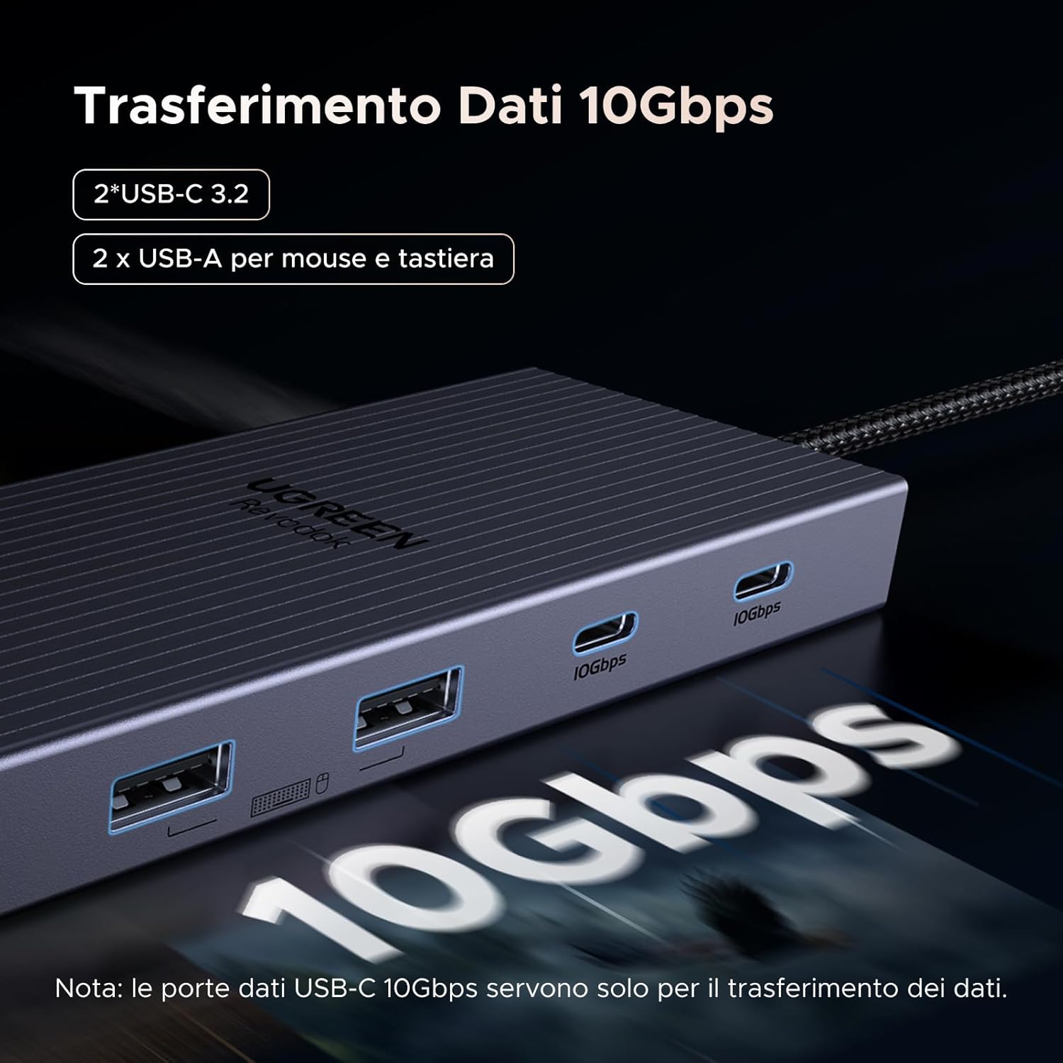 Thumbnail 4 de UGREEN Revodok Pro 3121 Docking Station USB-C 10Gbps 12 in 1 con doppio HDMI e DisplayPort