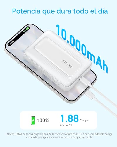 Detalle de Anker Zolo Power Bank MagSafe 10 000 mAh: carga inalámbrica y USB-C 30 W para tu día a día
