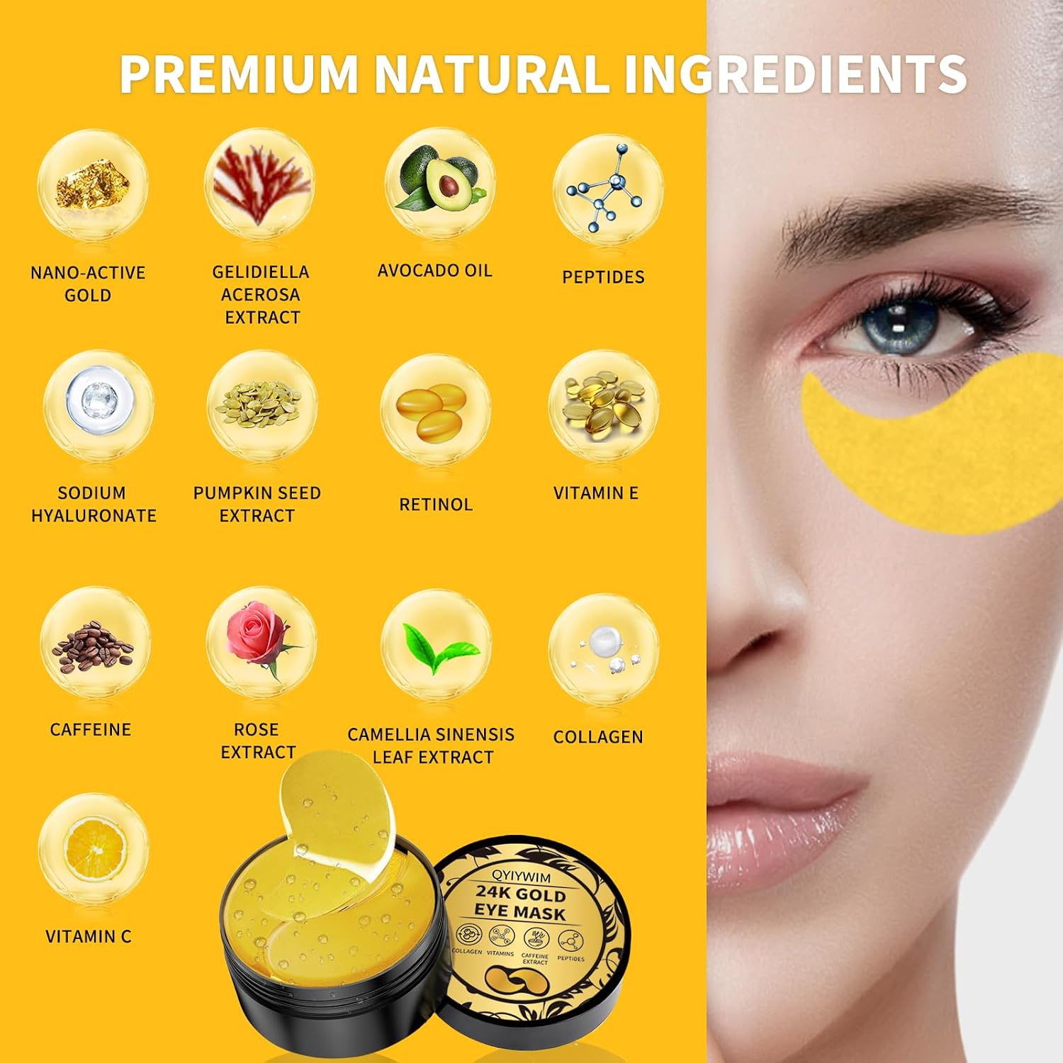 Detalle de Qyiywim 24K gold under eye patches 70 count