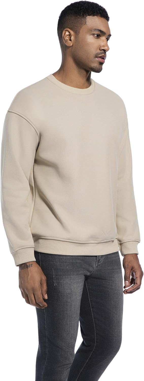 Detalle de VEIISAR Herren Heavy Weight Pullover mit Rundhalsausschnitt (410 g) – warmes Fleece mit Auerflor-Innenfutter