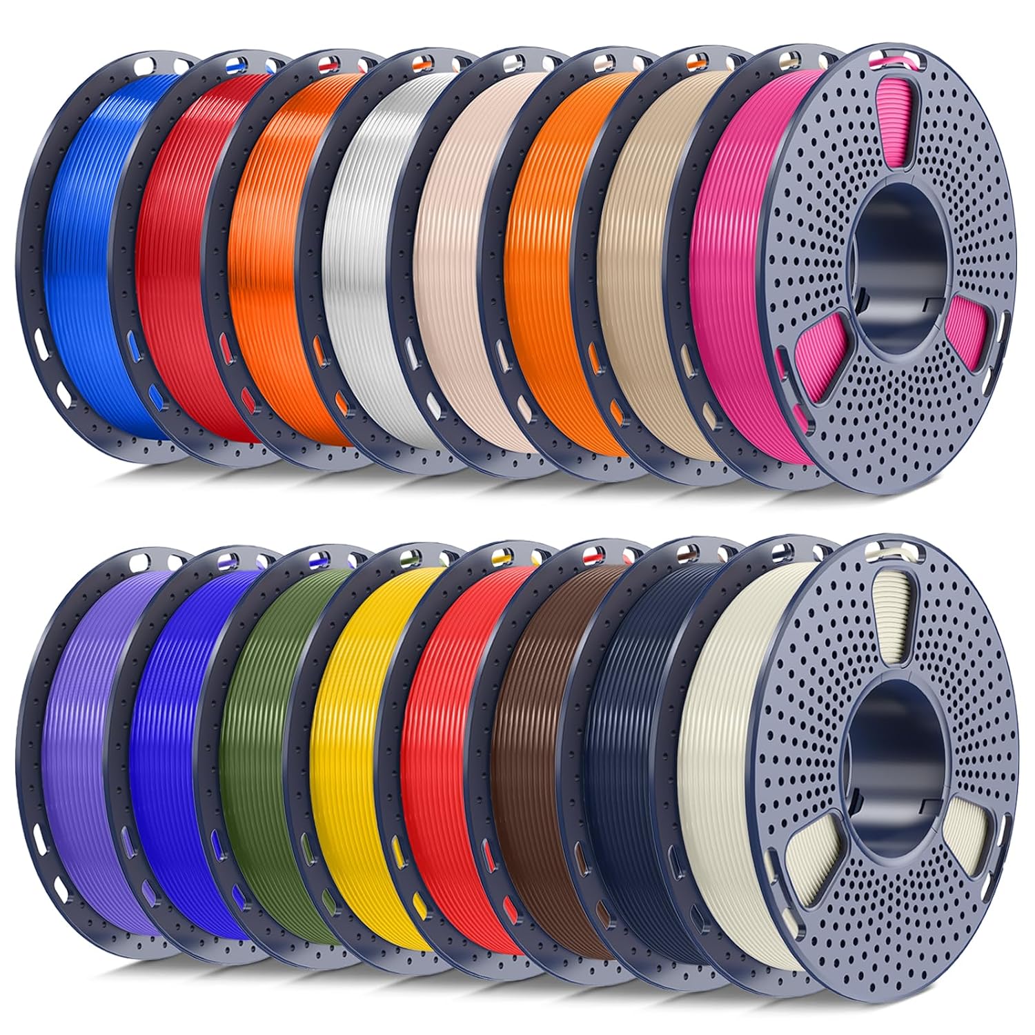 Detalle de SUNLU PLA+ 2.0 Filament Bundle (1.75mm) – 16-Color 250g Spools for Beginners
