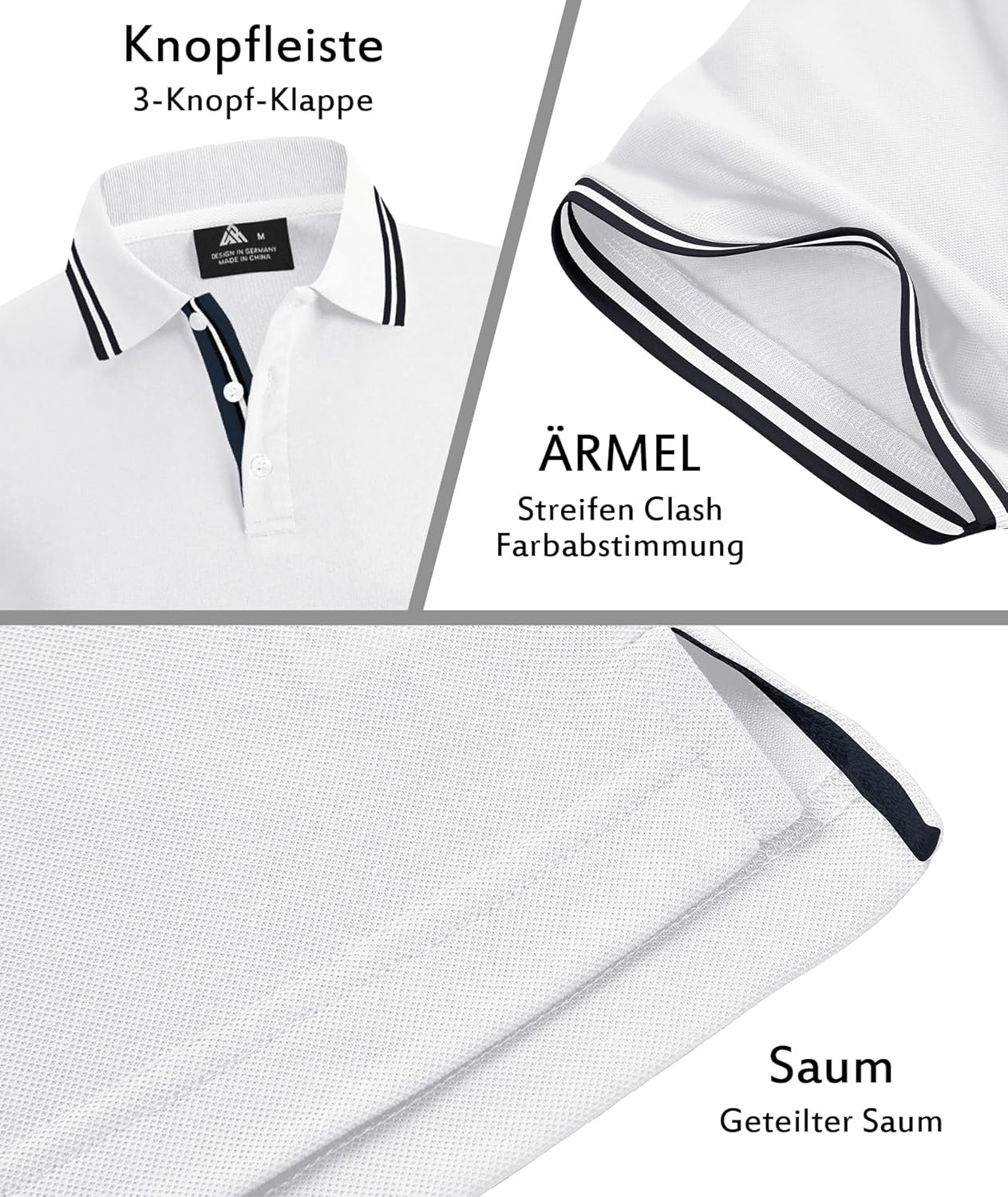 Detalle 2 de SwissWell Poloshirt Herren Kurzarm – atmungsaktiv, leichtes Sport-Polo für Golf, Tennis und Freizeit