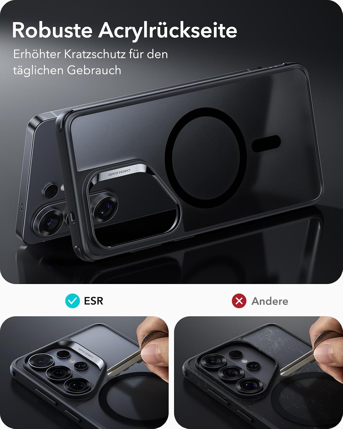 Detalle de ESR MagSafe Hülle für Samsung Galaxy S26 Ultra – MIL-STD-810H Militärschutz & 1.500 g Magnetkraft, matt schwarz