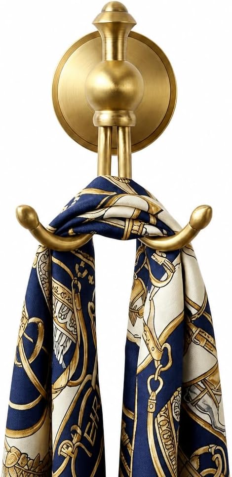 Detalle de LSWYYP Vintage Antique Brass Hooks Wall: Horn-Shape Curved Towel Hooks (1)