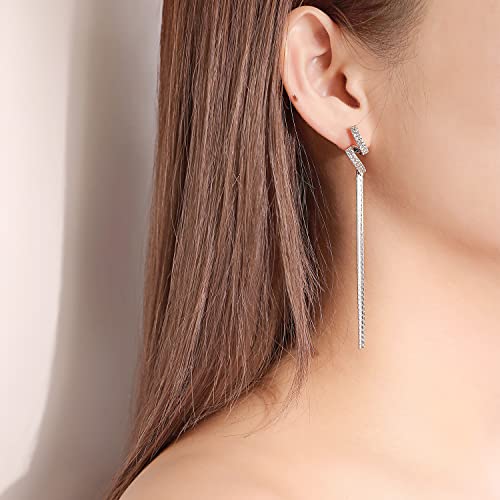 Detalle de Meissa boucles d’oreilles pendantes en argent 925 et zircone cubique