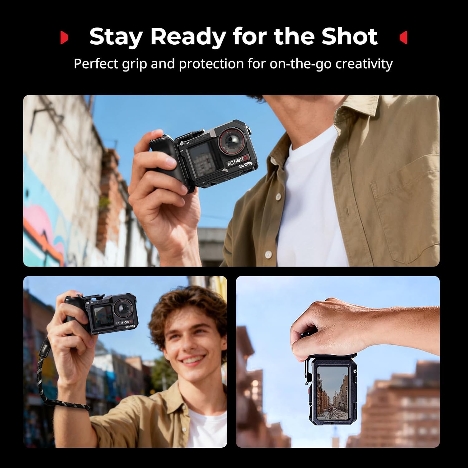 Thumbnail 6 de SmallRig Handle Grip Kit for DJI Osmo Action 5 Pro/4/3 with Cage – street photography grip, quick release and cold shoe