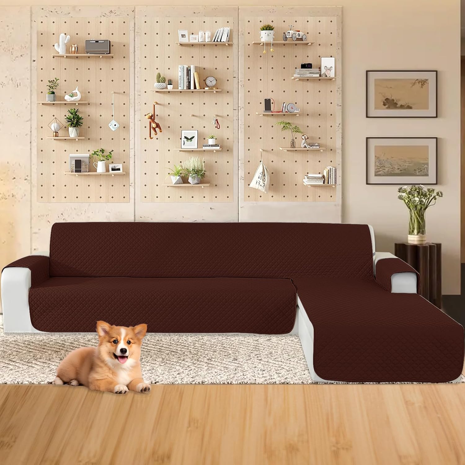 Thumbnail 1 de CYCMACO Impermeabile Copridivano 2 Posti con Penisola – Chaise Longue Angolare, Universale, Café