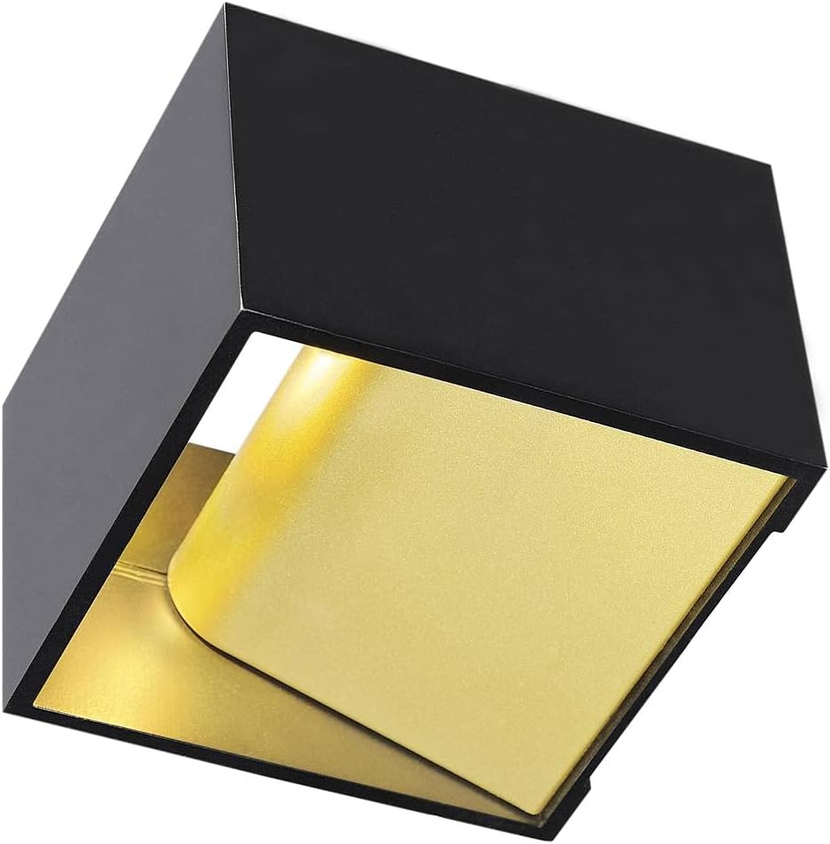 Detalle de SLV Applique Murale Logs dans Carré – COB LED 5 W, 3000 K, Noir/Laiton (réf. 151320SLV)