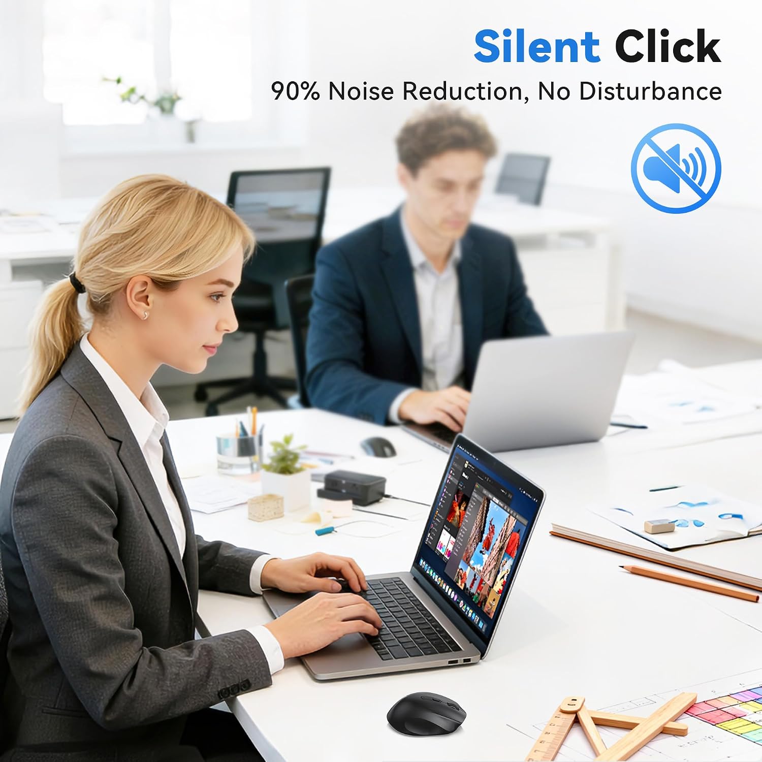 Detalle 2 de TECKNET EWM01005BA01 Wireless Mouse, Dual-Mode, Silent Click, 5-Level DPI