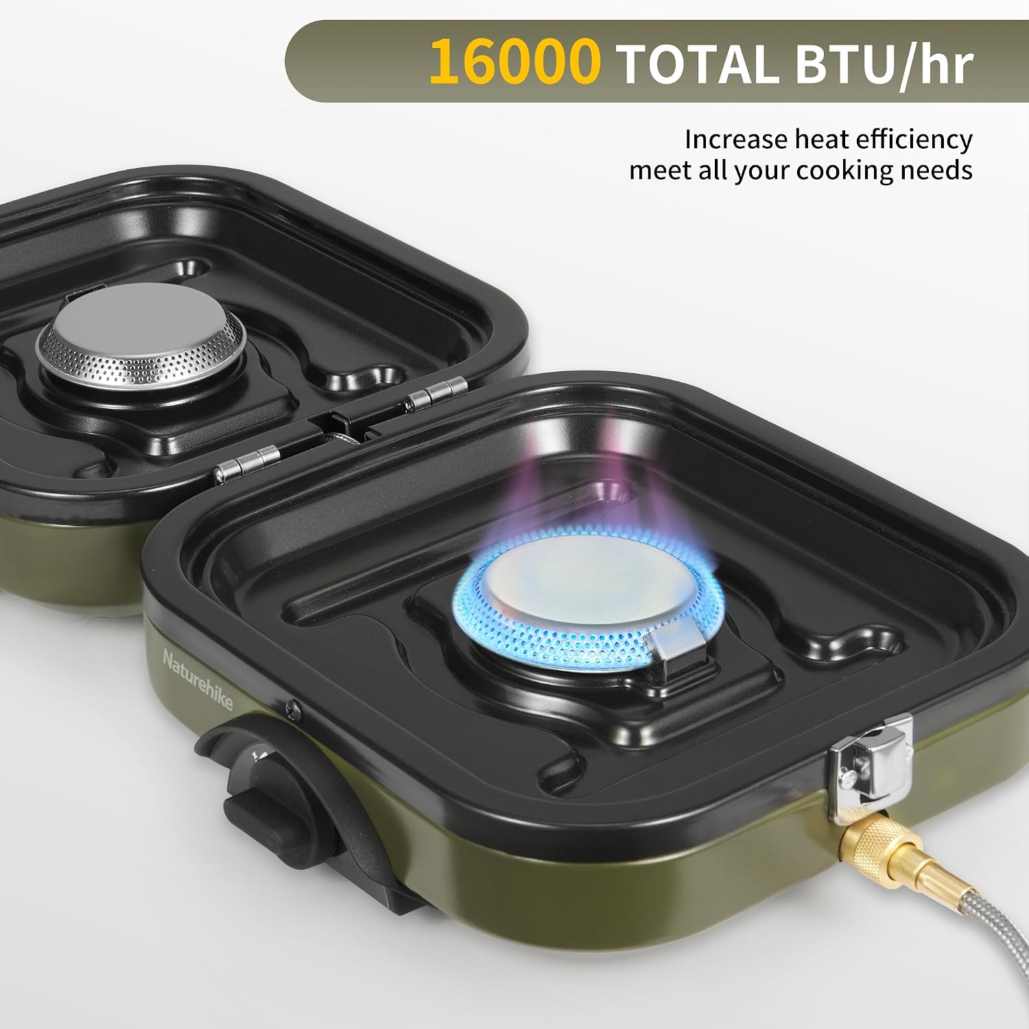 Detalle 1 de Naturehike Foldable 2-in-1 Camping Gas Stove with Grill Plate and Two Burners