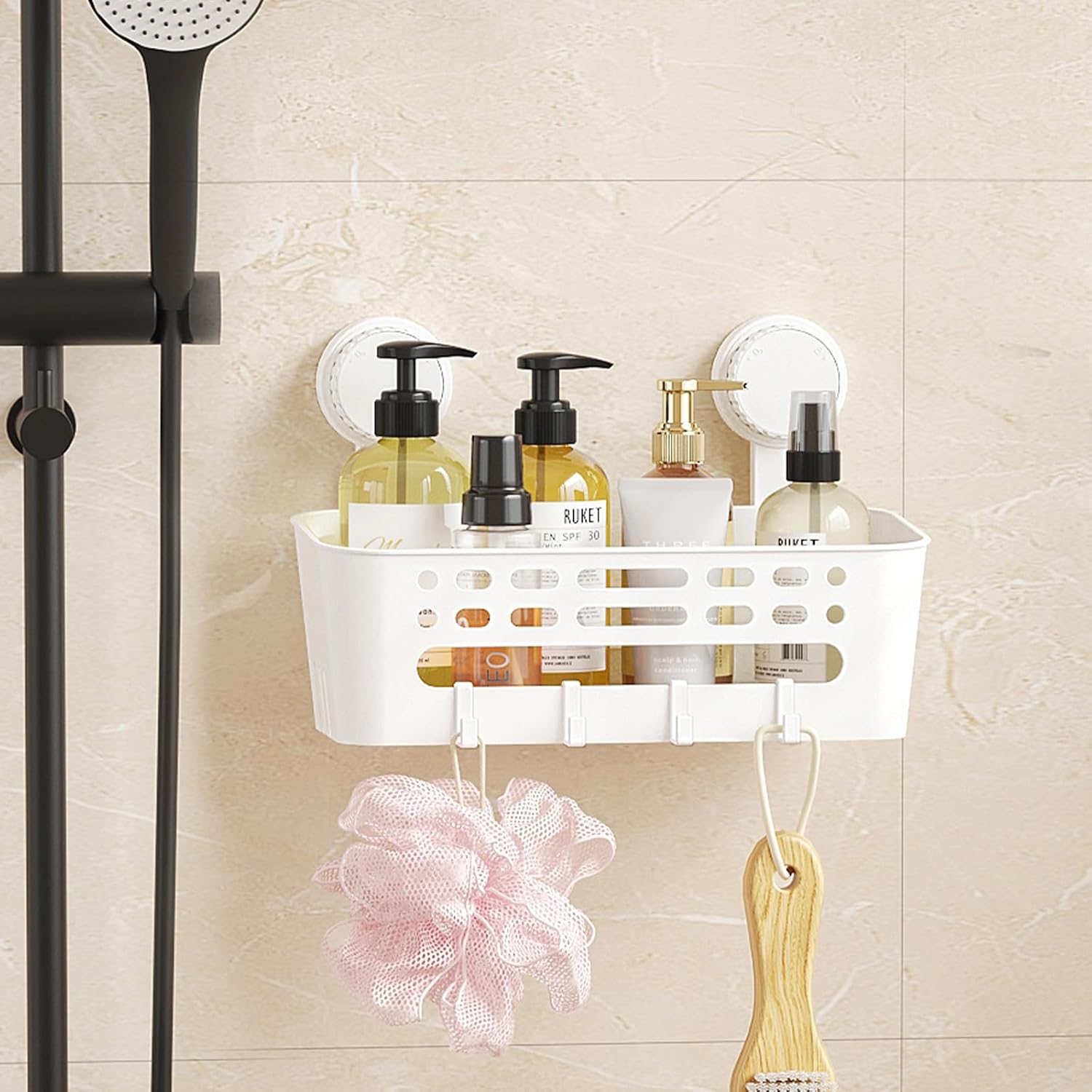 Thumbnail 1 de Lifewit 24407 Suction Cup Shower Caddy, 26 cm, No-Drill White Shelf