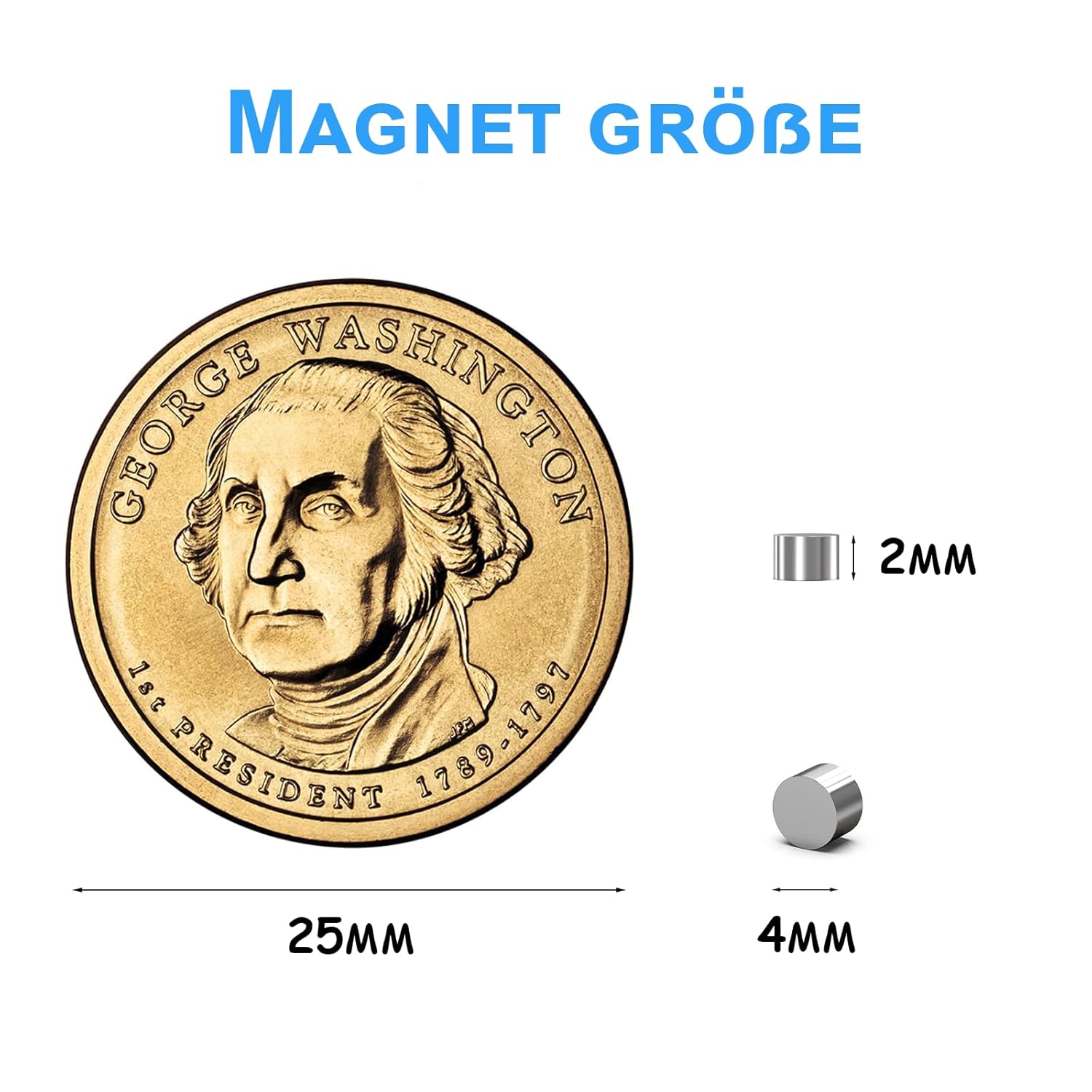 Detalle de Delaga 300 Stück Magnete Extra Stark 4x2 mm – Mini Magnete für Magnettafel, Kühlschrank, Whiteboard und Pinnwand
