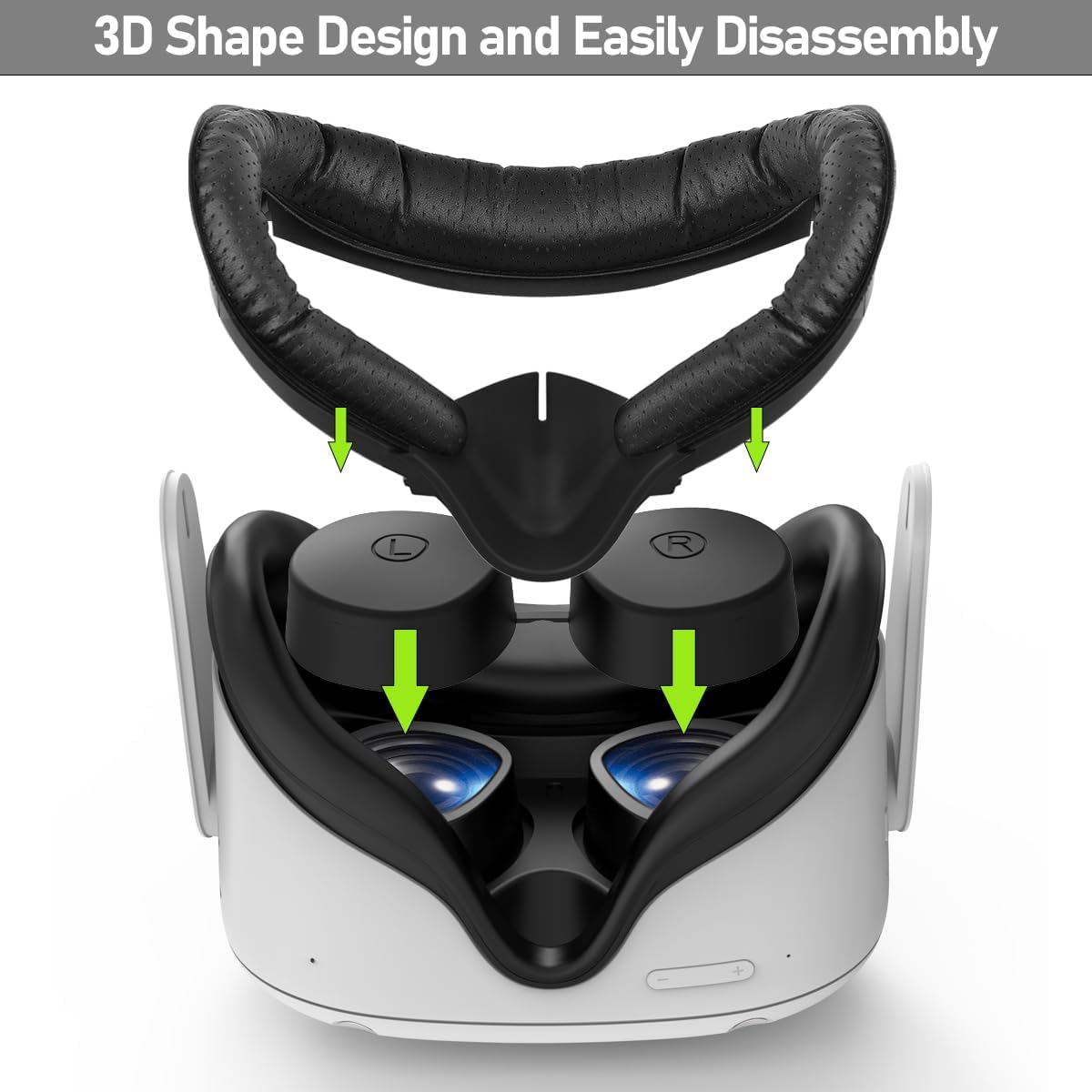 Detalle de AMZDM AM01 VR Facial Interface for Quest 2 with PU Leather Pads and Covers