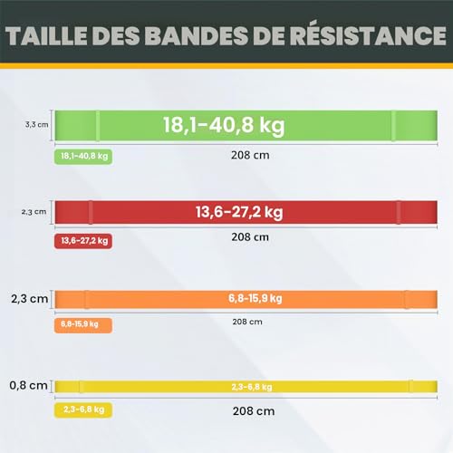 Detalle de Lot de 5 Bandes de résistance avec ancrage de Porte – YOVKOK