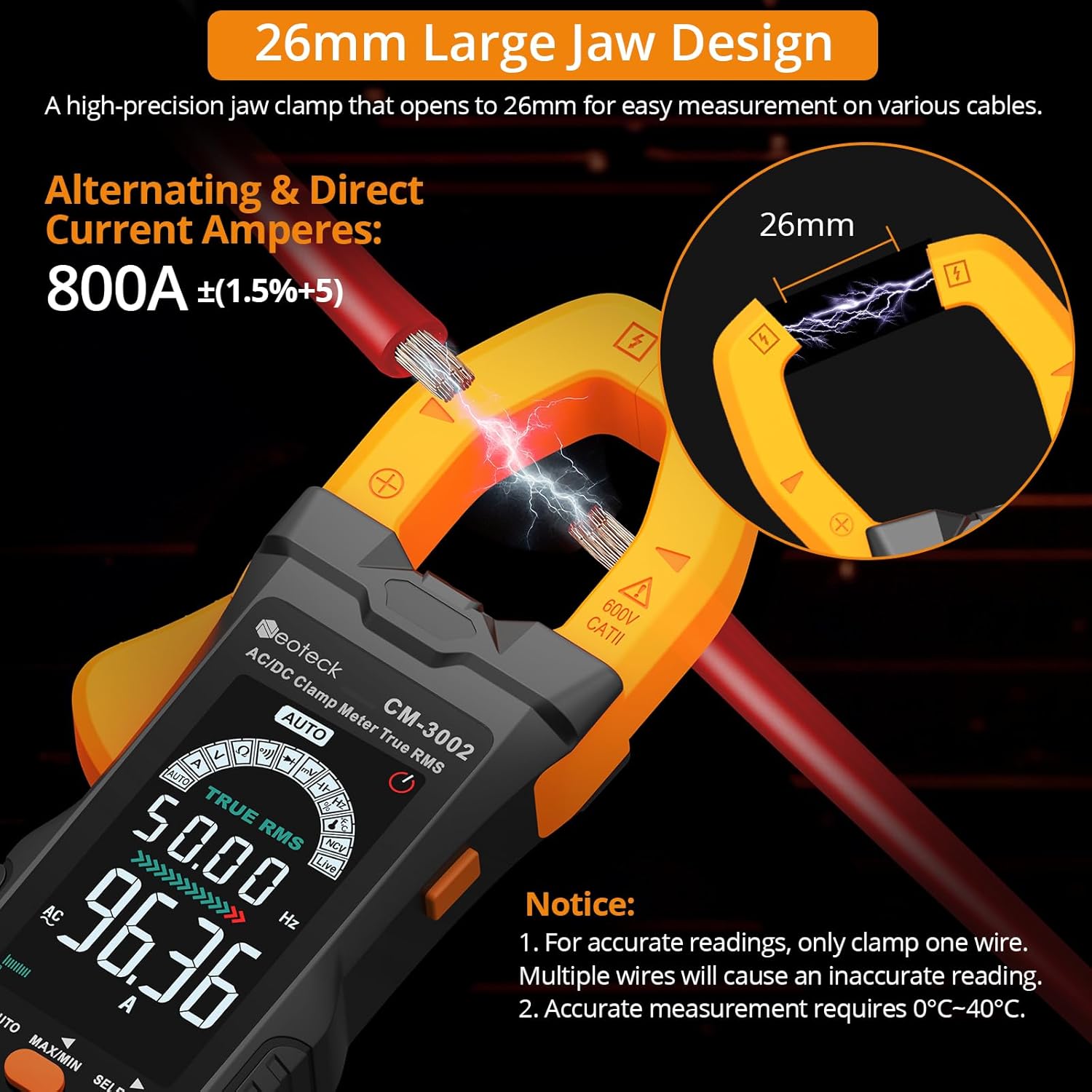 Detalle de Neoteck smart clamp meter 800A TRMS