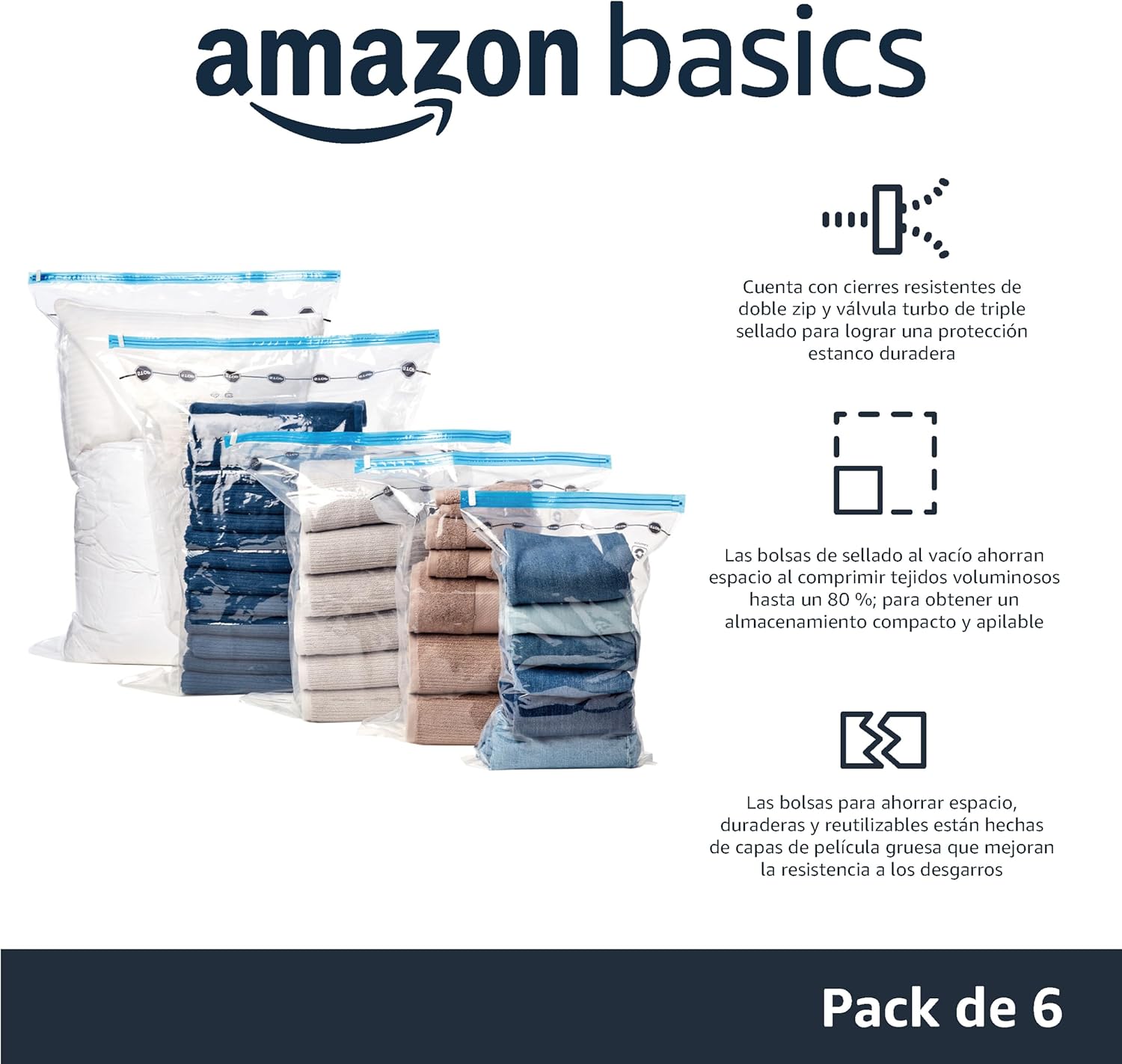 Thumbnail 1 de Amazon Basics bolsas de vacío con cremallera, set de 6