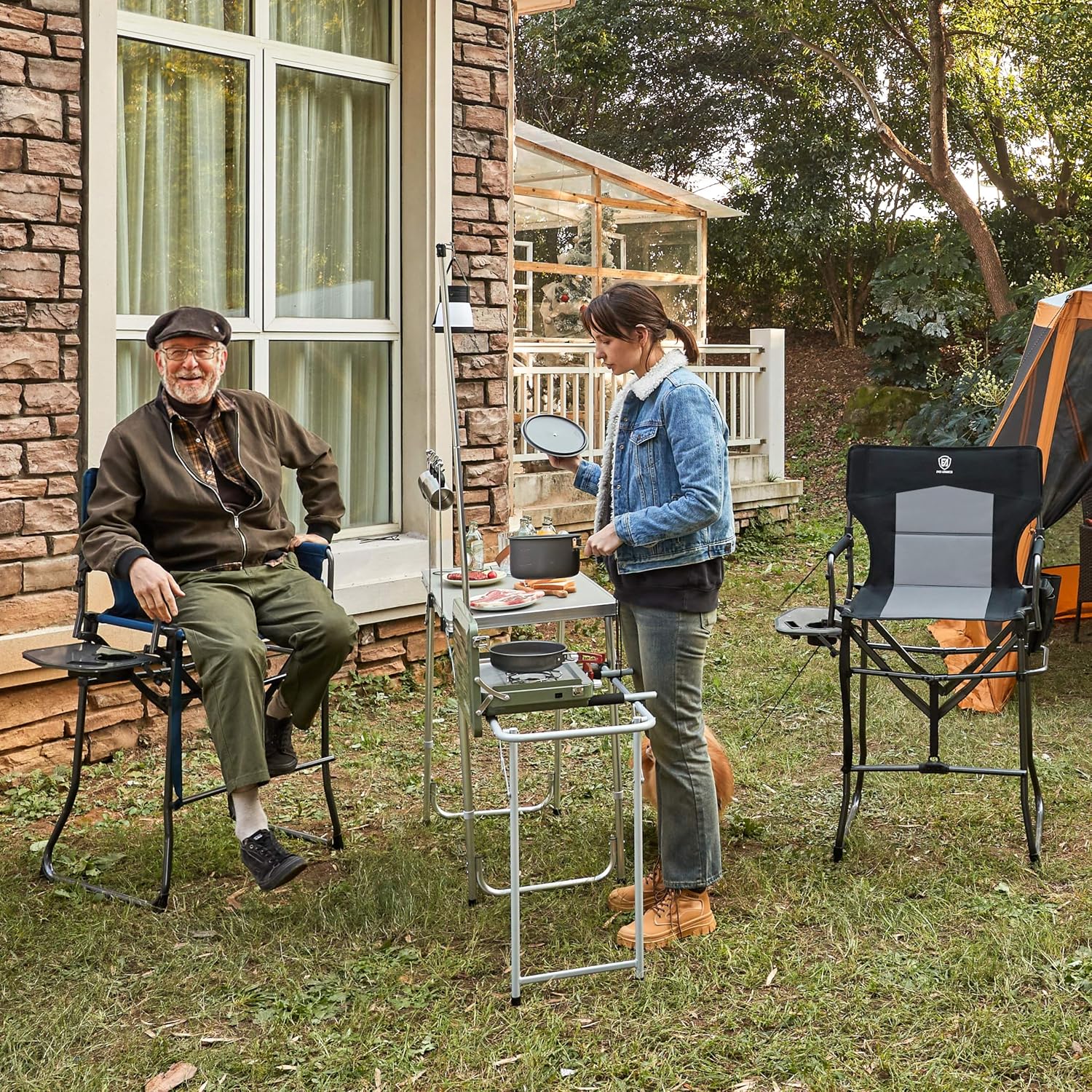 Detalle 2 de EVER ADVANCED EA-DC-1026T Tall Camping Director’s Chair with Side Table