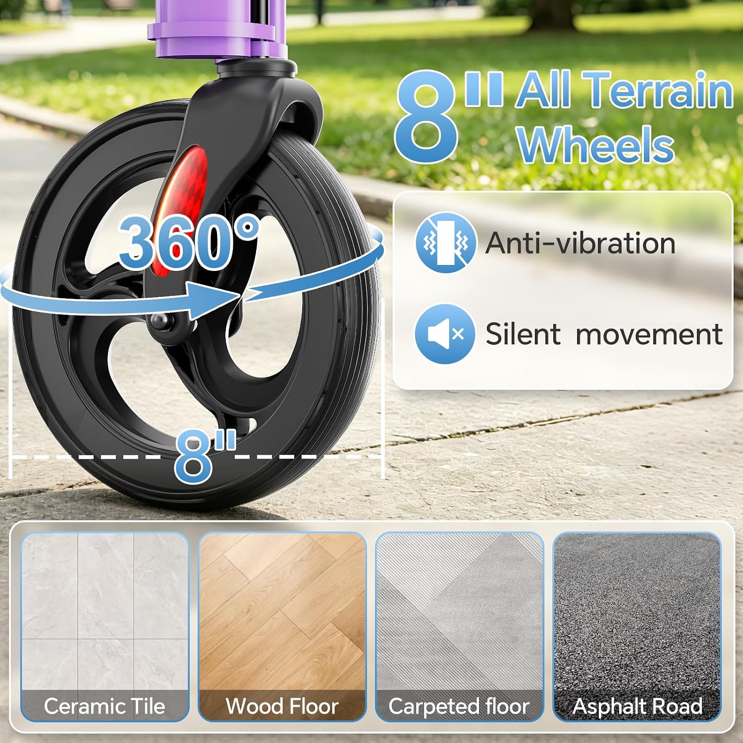 Thumbnail 6 de HOMLAND Foldable 3 Wheel Walker for Seniors with Cane & Cup Holder — Lightweight 10.4 lbs, Lavender