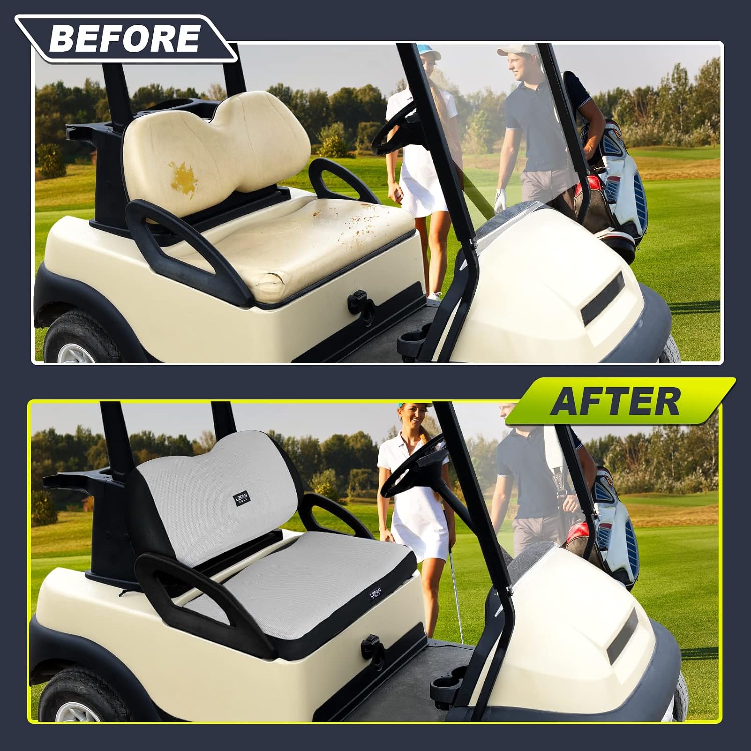 Detalle de LZFAN Golf Cart Front Seat Cover Set for Club Car Precedent & Yamaha