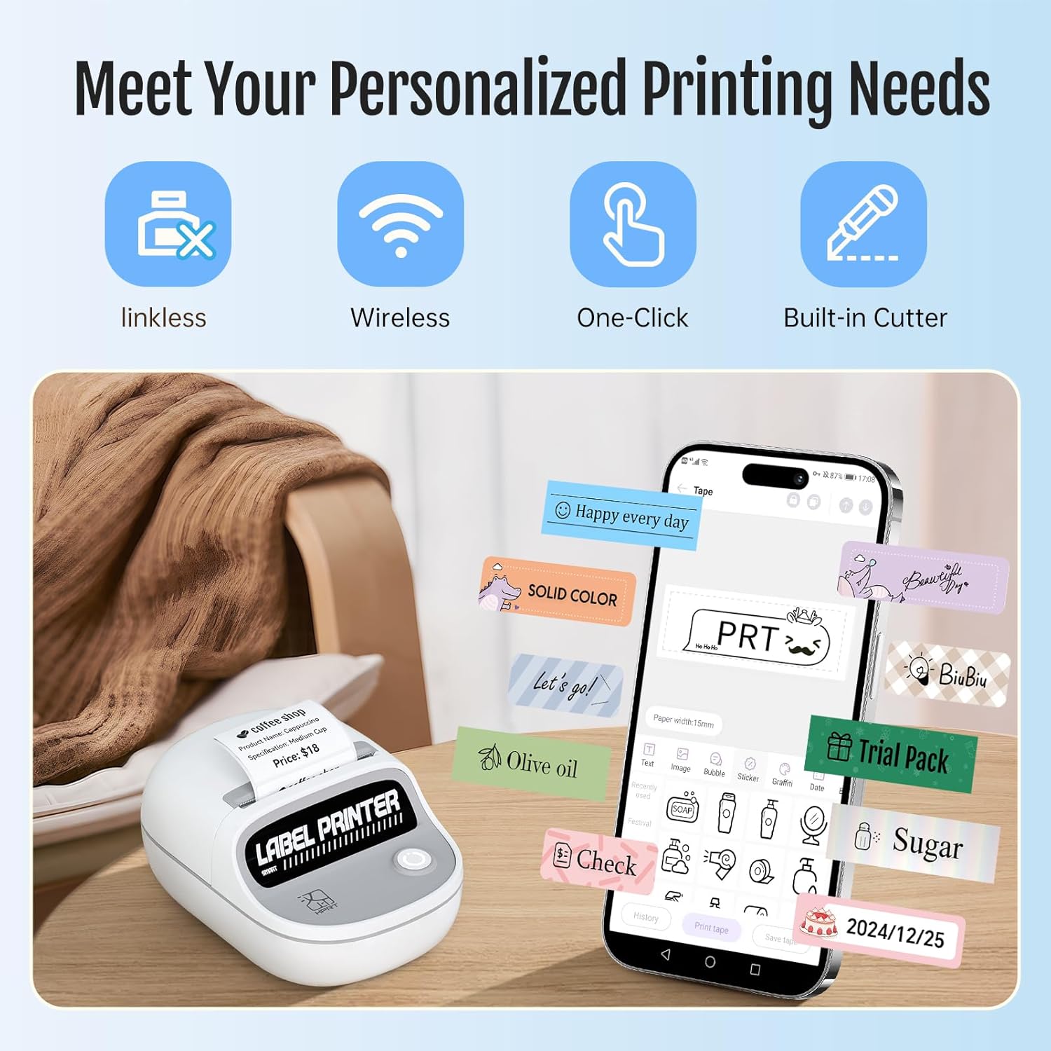 Thumbnail 1 de PRT T20 2 inch Label Maker – Bluetooth Portable Thermal Label Printer
