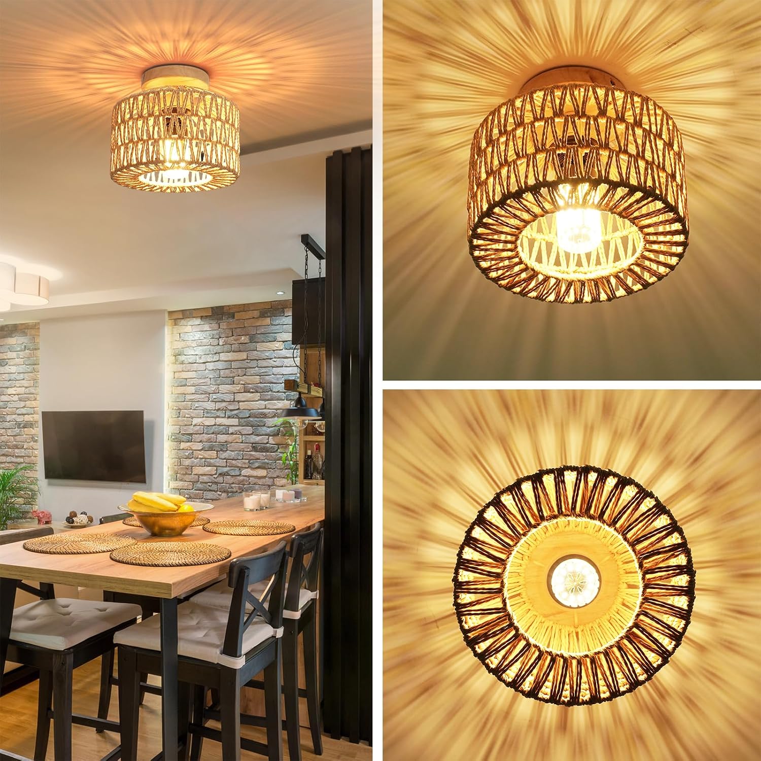 Detalle 2 de FRIDEKO HOME Deckenlampe Boho 3-flammig