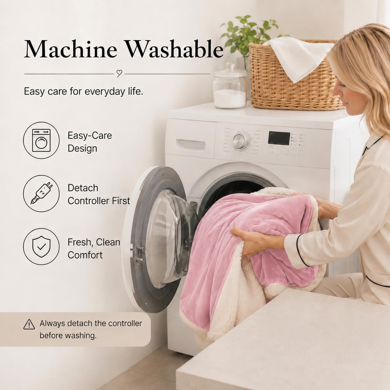 Detalle de RALYSUN Full-Size Heated Blanket, 72" x 84", 4 Heat Settings, 10-Hour Shutoff