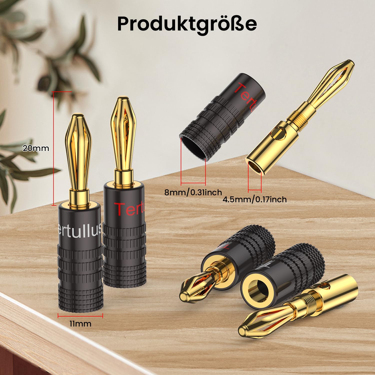 Thumbnail 1 de Tertullus 24K Gold Plated Banana Plug Adapters with Closed Screws