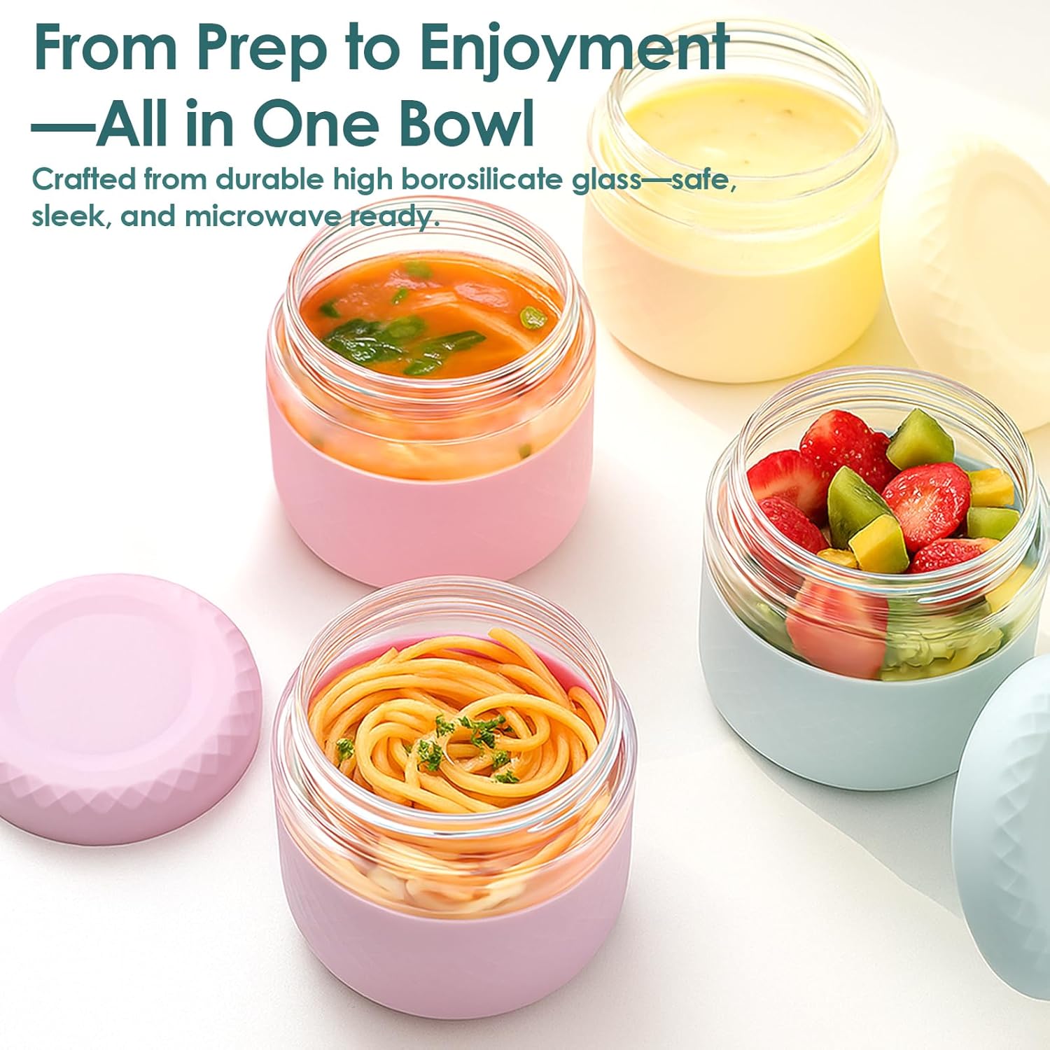 Thumbnail 1 de Cafezi 24 oz Glass Lunch Bowl Container with Lid (Leak & Spill Proof)