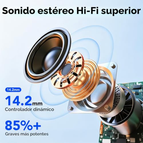 Detalle 2 de Auriculares Inalámbricos Bluetooth 5.4 IKT con 50 h, ANC ENC y IPX7 — 4 HD Mic, graves profundos, ajuste cómodo