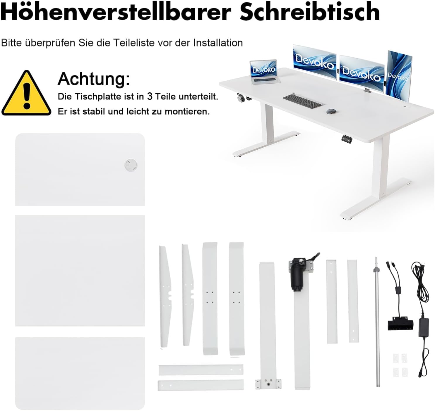 Thumbnail 6 de Devoko Höhenverstellbarer Schreibtisch 160x70