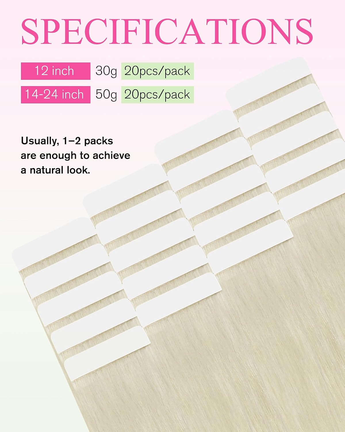 Detalle de YoungSee Tape-in Extensions Echthaar Platinblond, 60 cm (60A) – 50 g