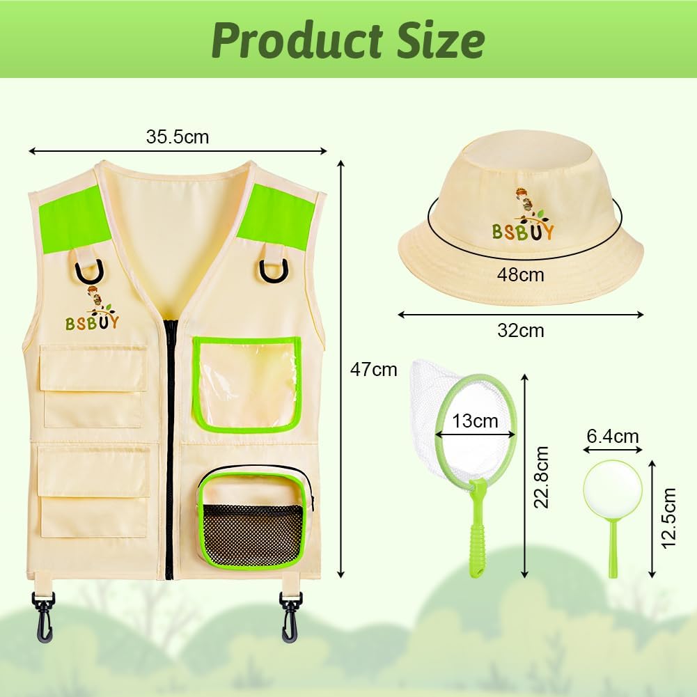 Thumbnail 1 de BSBUY Kids Explorer Kit Outdoor Adventure Set (4-piece dress-up with magnifying glass & insect net)