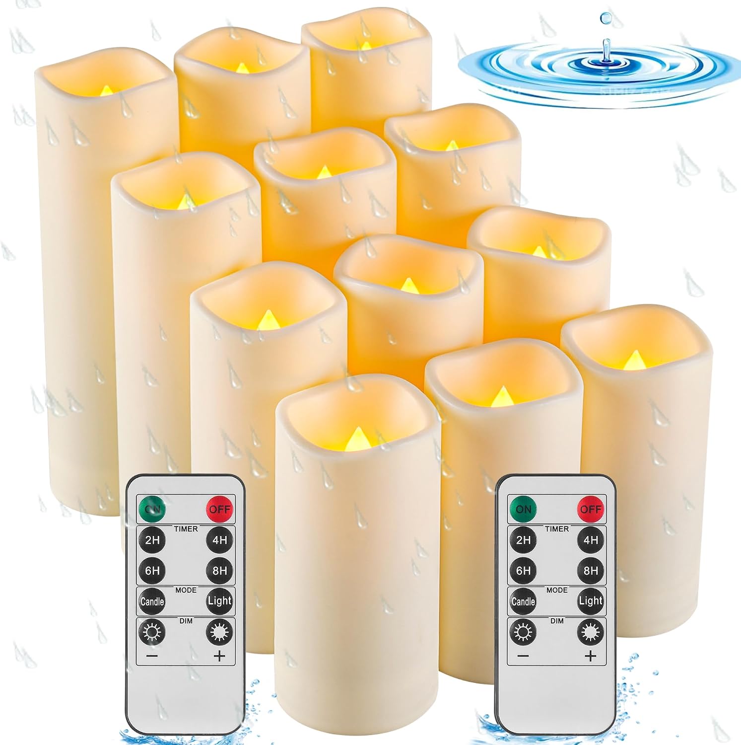 Detalle de Da Waterproof Outdoor Candles 12PCS battery LED candles 🕯