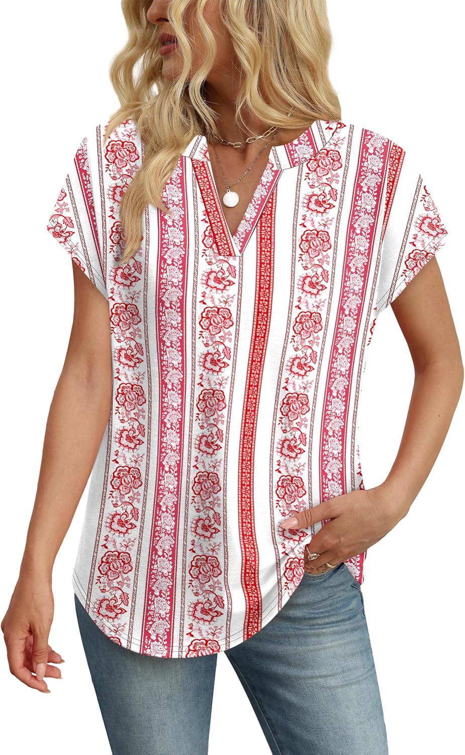Thumbnail 3 de WIHOLL Women's V Neck T Shirt – Short Sleeve Summer Tee