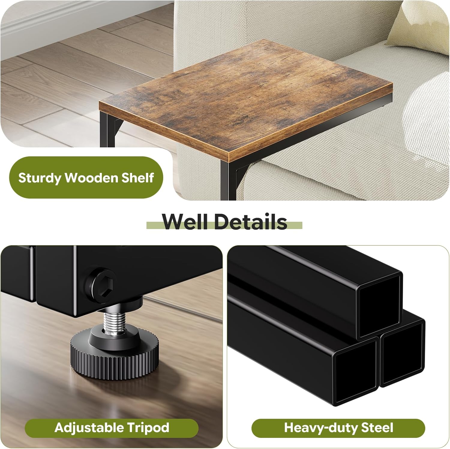 Detalle 2 de Simple Trending C Shaped End Table with Metal Frame