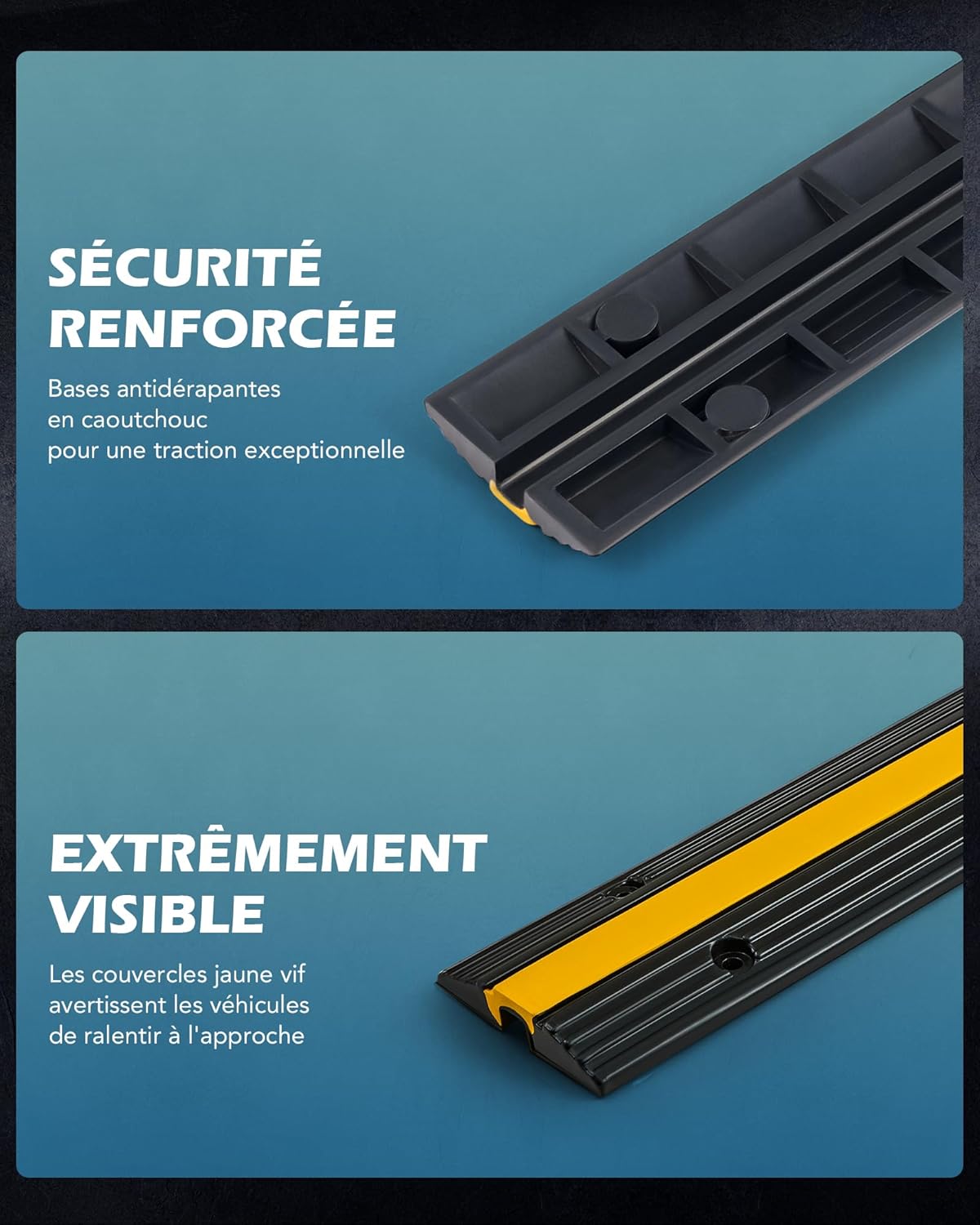 Thumbnail 2 de CREWORKS Passage Cable Sol en Caoutchouc – Passage placher pour câble (1Mx4-1 canal)