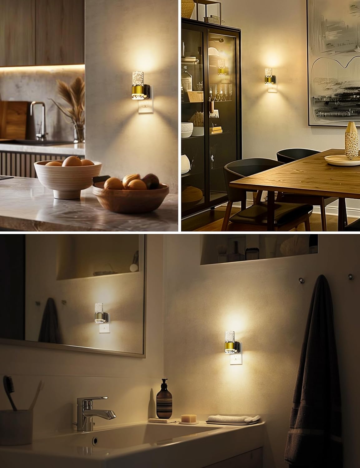 Detalle de L LOHAS LED A-GY-19702-US-2 Dimmable Plug-In Night Light, 2-Pack, 3000K