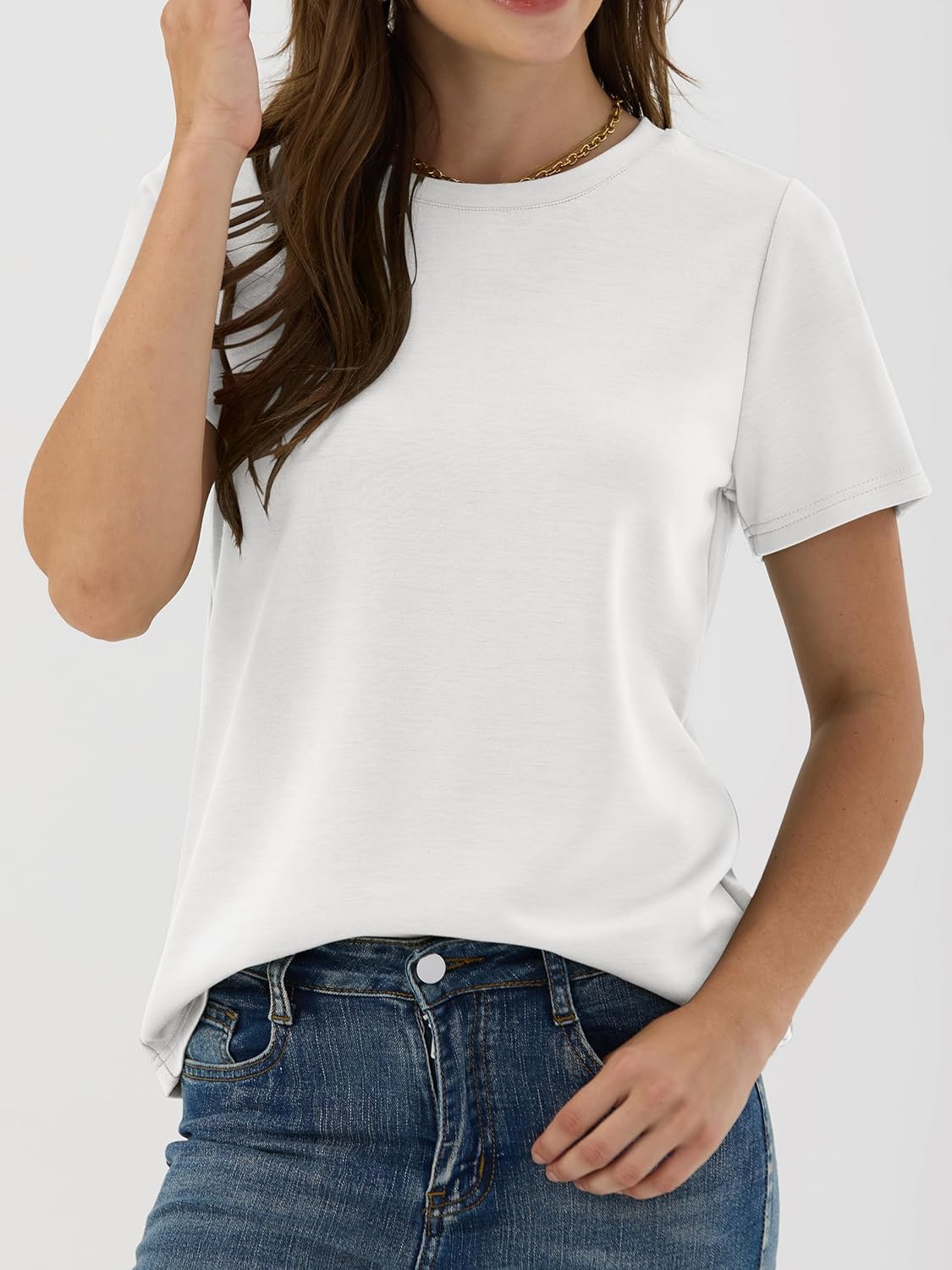 Detalle 2 de ANRABESS Women's Short Sleeve Tops: Wrinkle-Free Basic Tee for Everyday Summer Style
