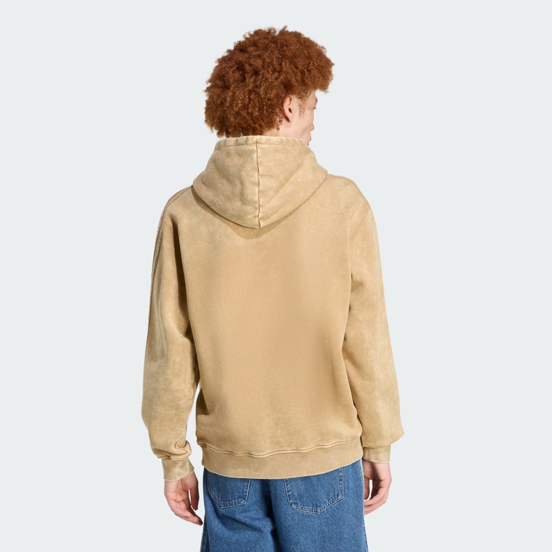 Detalle 2 de Sudadera con capucha Washed de Adidas en color Marrón