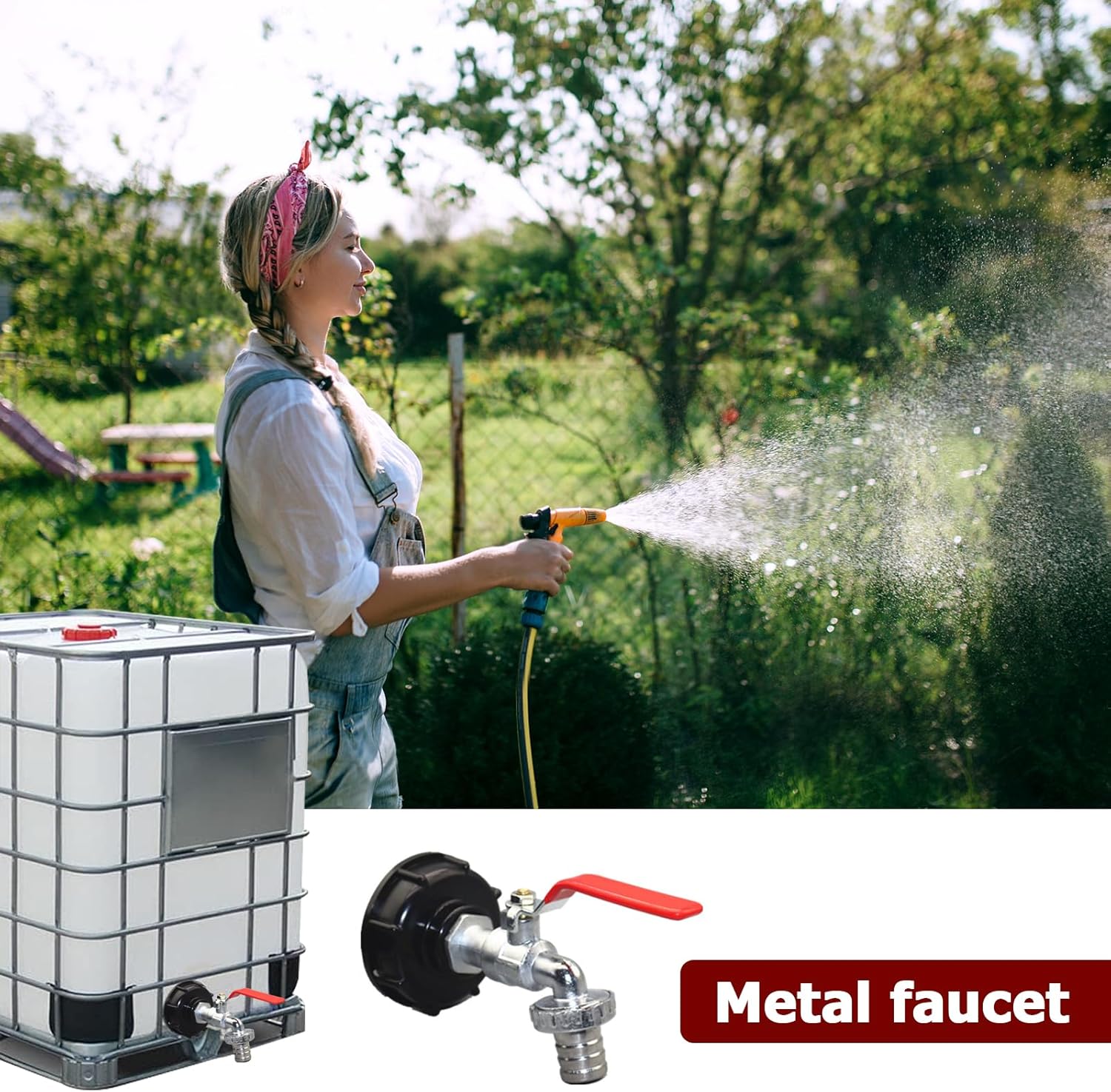 Detalle de HuaMuDM IBC Tank Auslaufhahn Set – Verlängerung S60x6 Grobgewinde (1/2") für Regentonne