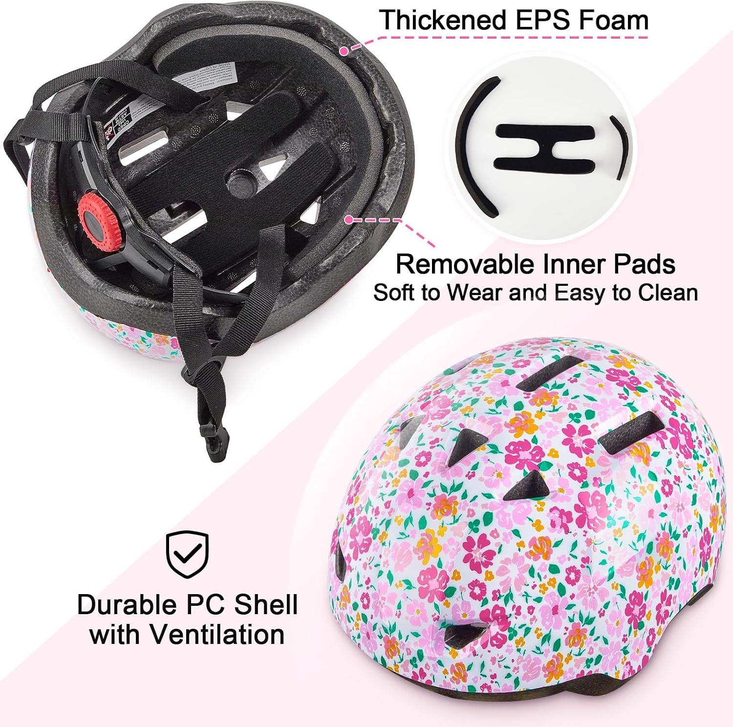 Detalle de MHJY Toddler Helmet: Adjustable 1–3 Years Bike, Scooter and Skateboard Helmet
