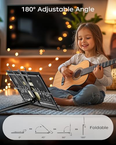 Detalle de K KASONIC 2 in 1 Music Stand Collapsible with Sheet Clip & Carry Bag (Black)