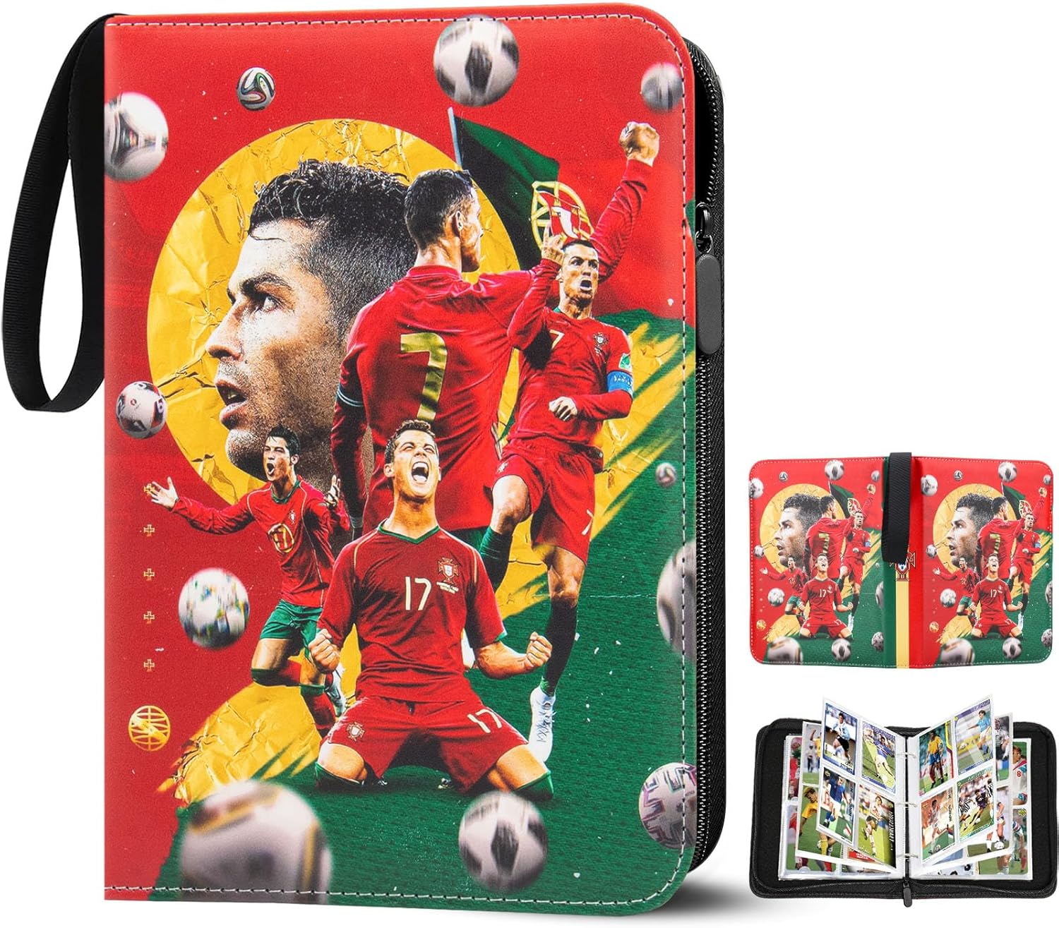 Thumbnail 6 de Sammelalbum Fußball Karten – 4 Taschen, Platz für bis zu 400 Karten, Reißverschluss, 50 Seiten pro Seite