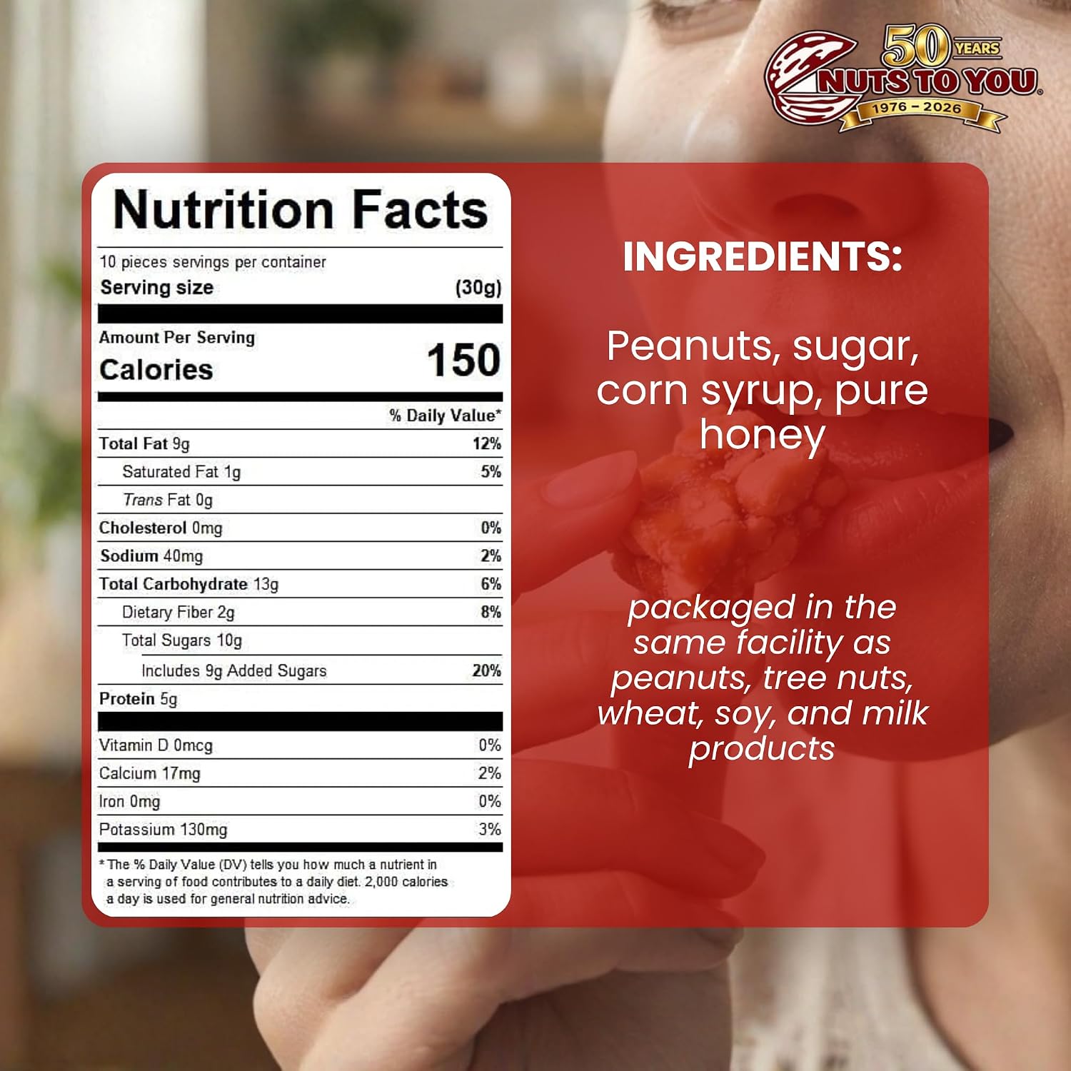 Detalle de Nuts to You 2LB Peanut Squares, Old-Fashioned Crunchy Candy