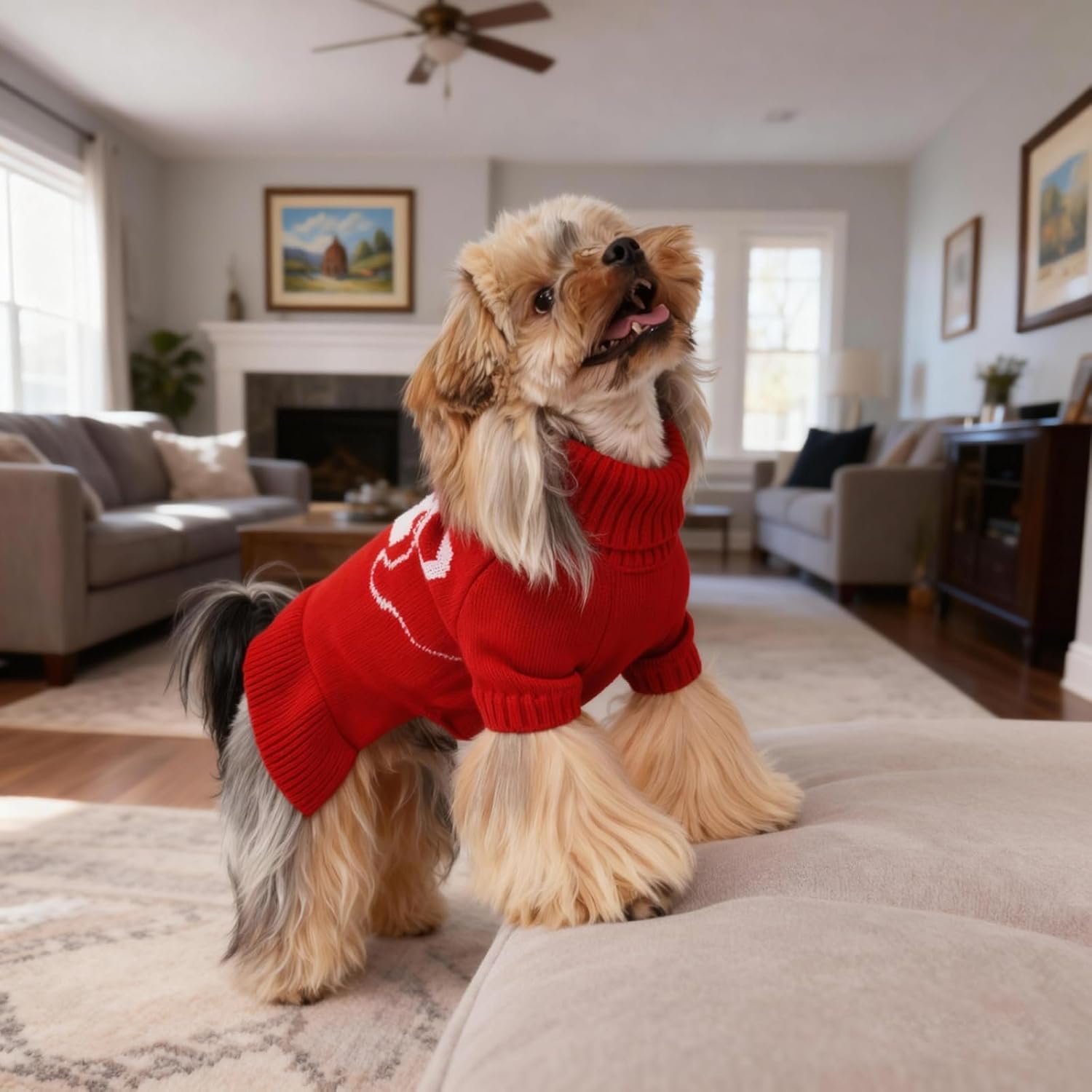 Thumbnail 6 de YUDODO YU89013RED0M1 Dog Sweater Dress, Red Stretch Knit with Turtleneck