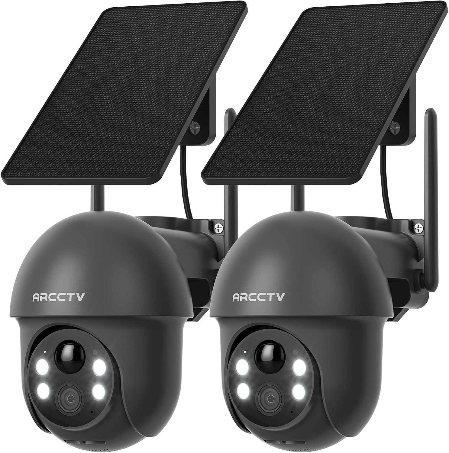 Detalle de ARCCTV 4MP Caméra Surveillance WiFi Extérieure Solaire — Lot de 2, Détection PIR, Audio Bidirectionnel et Rotation 360°