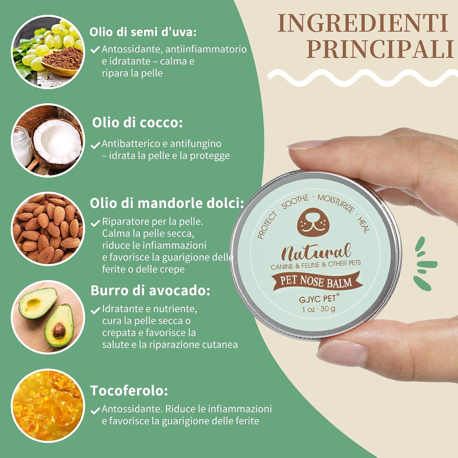 Detalle de Balsamo per il naso biologico per animali domestici di GJYC PET – lenitivo naturale per nasi secchi e screpolati