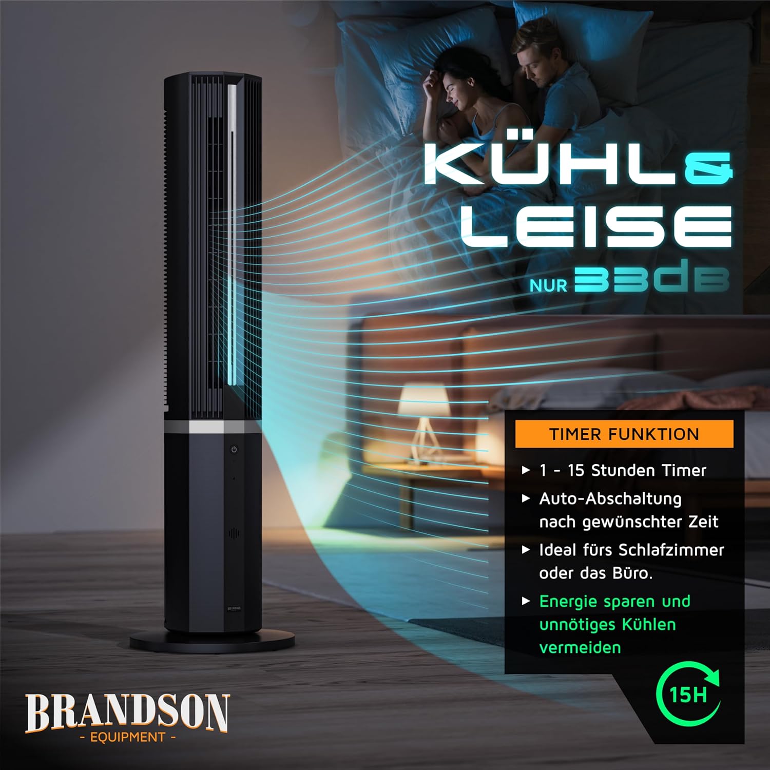 Detalle de Brandson 3-in-1 Klimagerät inkl. Luftbefeuchter – Turmventilator mit Wasserkühlung, 12 Stufen, DC-Motor, Fernbedienung