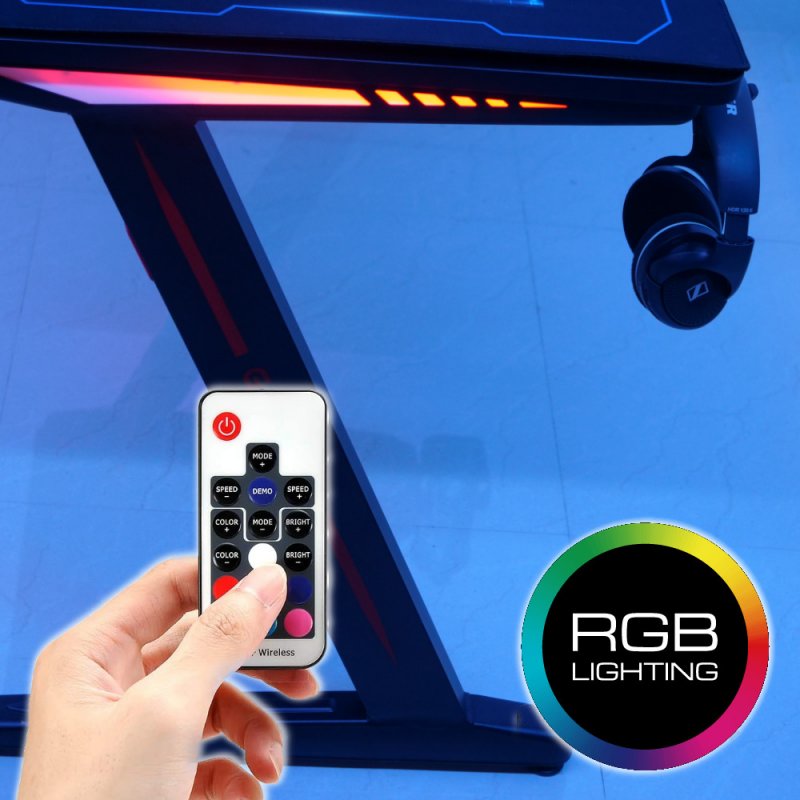 Thumbnail 2 de UnicView Mesa Gaming 140x60cm Negra: estable, organizada y con RGB