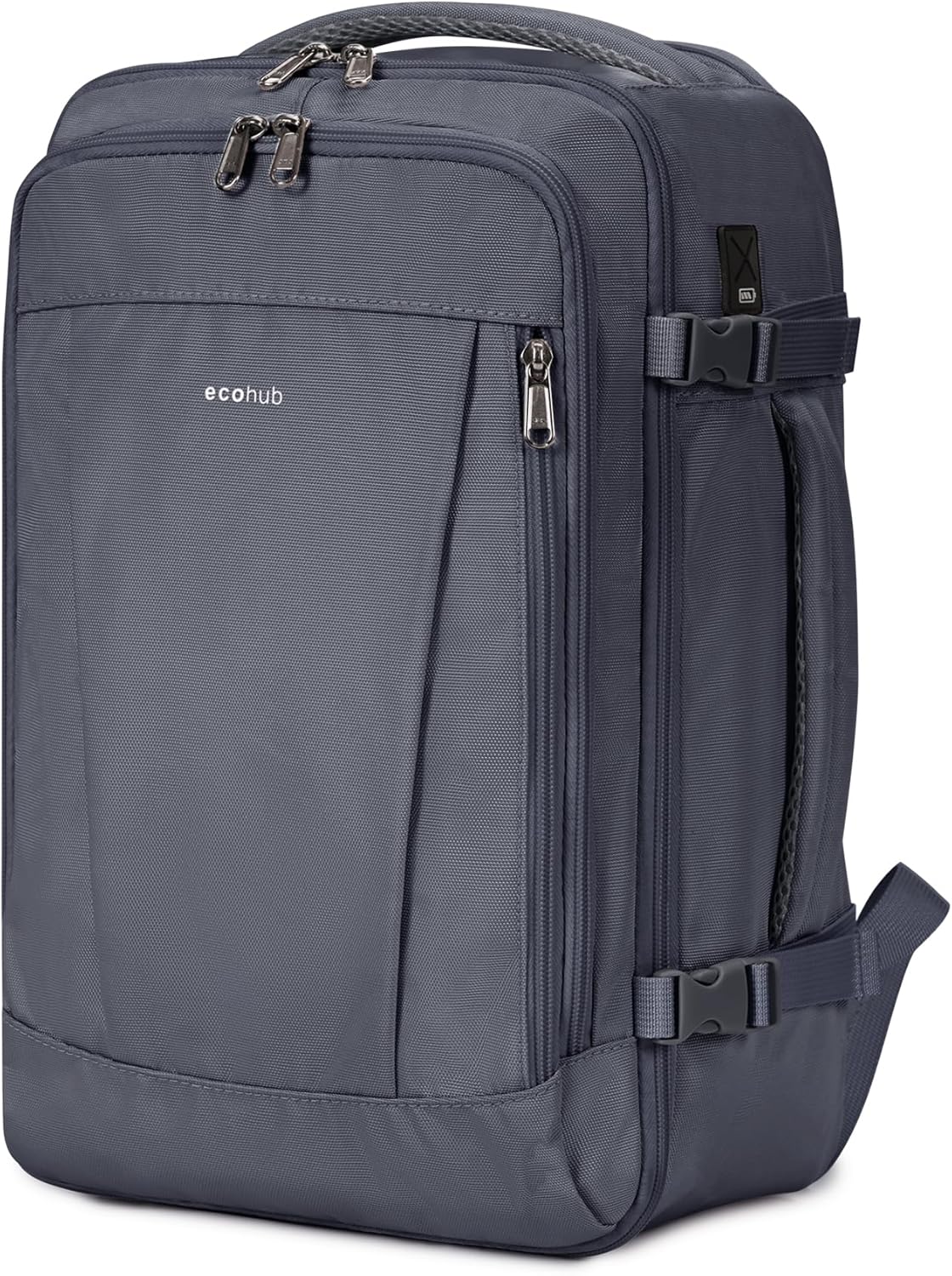 Detalle de ECOHUB Zaino Ryanair 40x20x25 20L: Zaino da Cabina in PET Riciclato, 13 Tasche, Grigio Azzurro